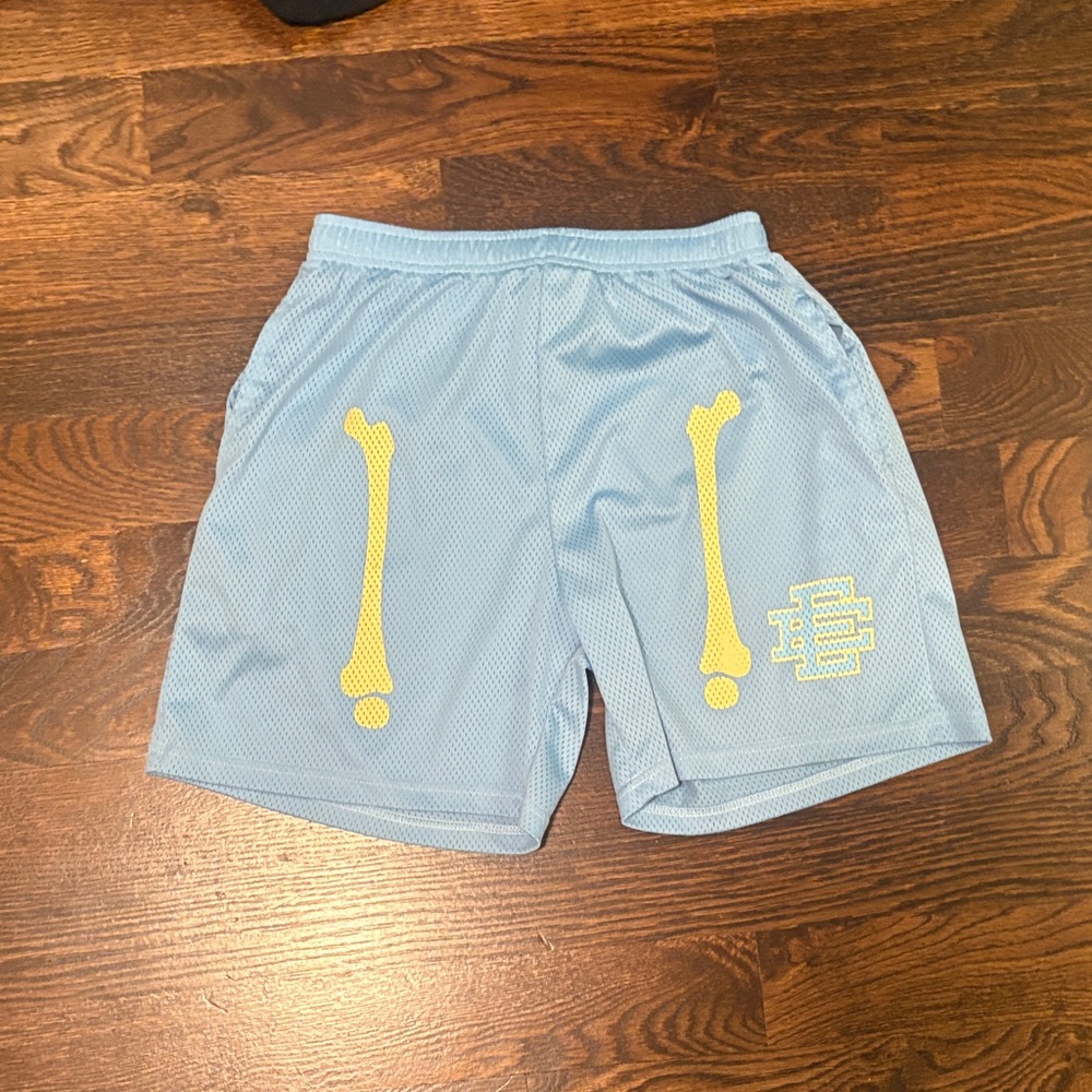 Eric Emmanuel shorts blue with bone design